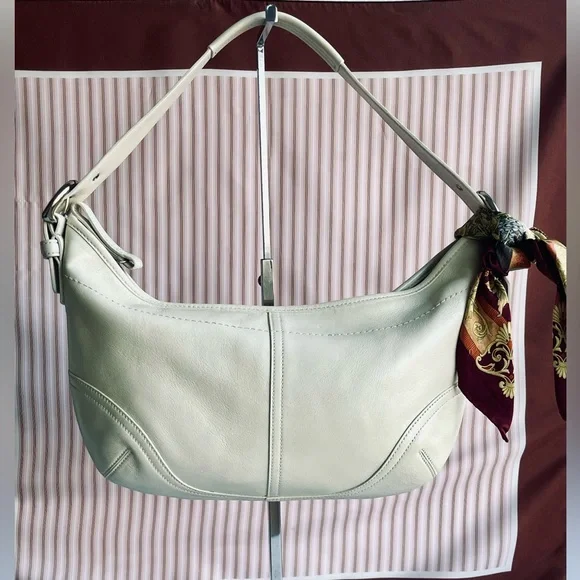 VINTAGE COACH SOHO CREAM/BEIGE HOBO LEATHER SHOULDER SHOULDER BAG  9464 - Picture 15 of 15